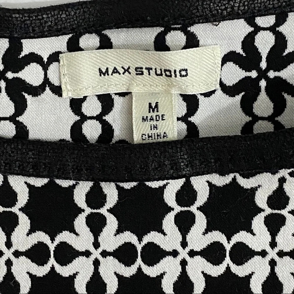 Max Studio Women’s 3/4 sleeve black white tunic M - Picture 2 of 10